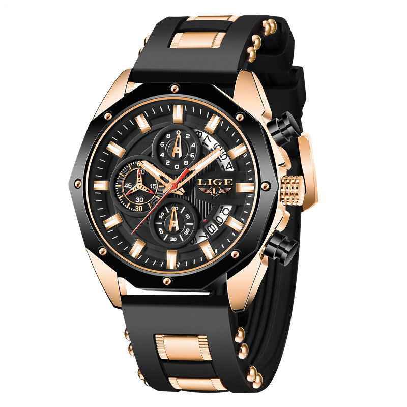 Men's Sport Watch - Waterproof Quartz Chronograph with Silicone Band - Patriot Drop 24