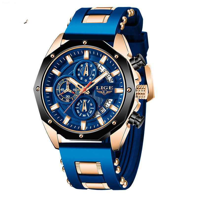 Men's Sport Watch - Waterproof Quartz Chronograph with Silicone Band - Patriot Drop 24