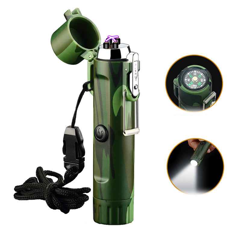 Outdoor Travel Compass Rechargeable Lighter Tube Waterproof Lighter Usb Pulse Lighter - Patriot Drop 24