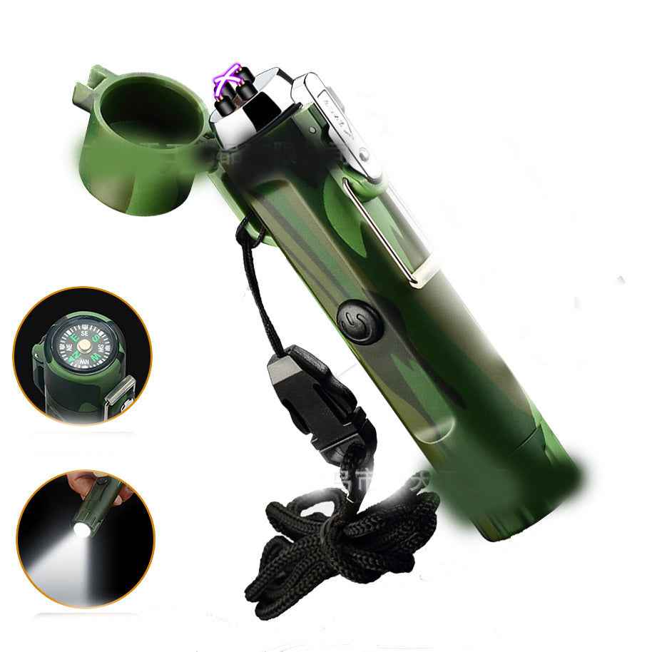 Outdoor Travel Compass Rechargeable Lighter Tube Waterproof Lighter Usb Pulse Lighter - Patriot Drop 24