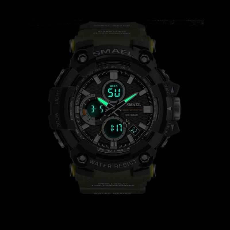 SMAEL 1802D Sport Watch Dual Time Men Watches 50m WaterproofMale Clock  Military Watches for Men  Shock Resisitant Sport Watches Gifts