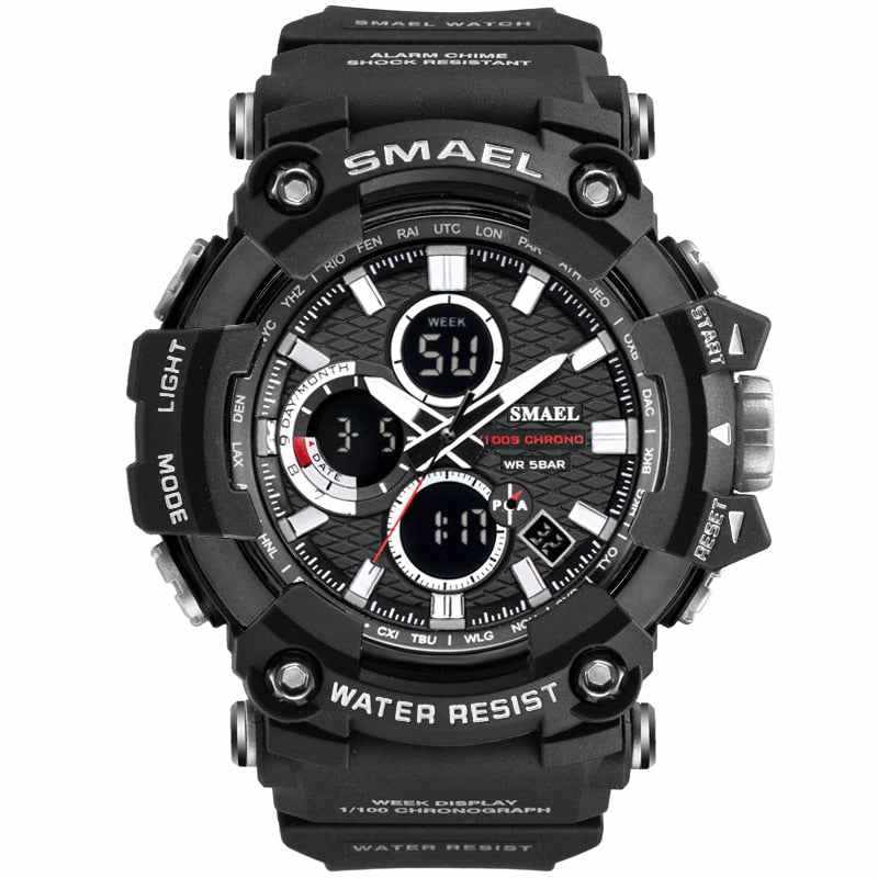 SMAEL 1802D Sport Watch Dual Time Men Watches 50m WaterproofMale Clock  Military Watches for Men  Shock Resisitant Sport Watches Gifts
