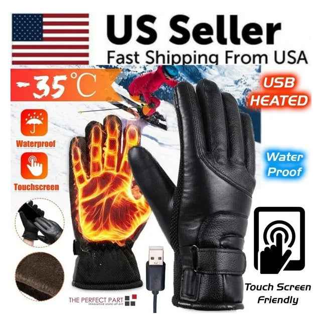 USB Heated Gloves - Electric Winter Warming Thermal Ski Gloves - Patriot Drop 24