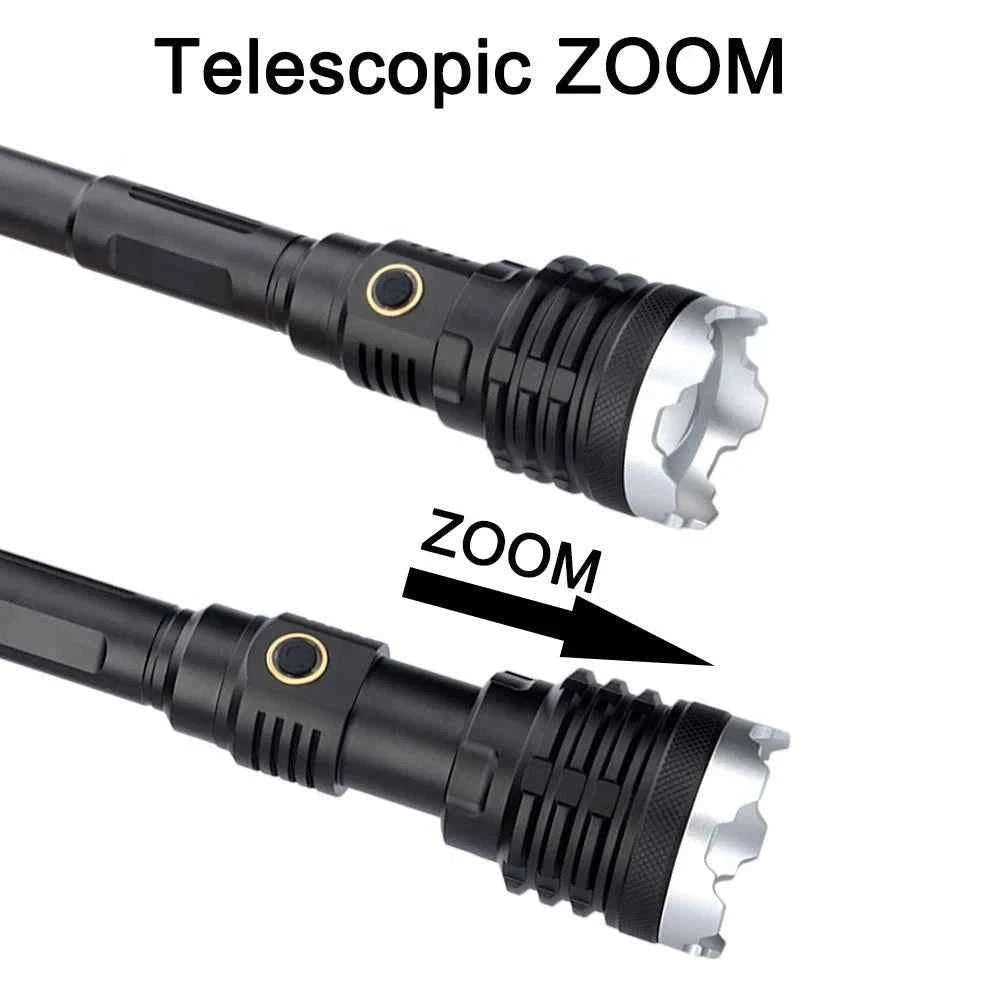 XHP160 16-Core Powerful Flashlight USB Rechargeable Tactical Hunting Flashlight 21700 Zoom Lamp LED Flash Light Zoomable